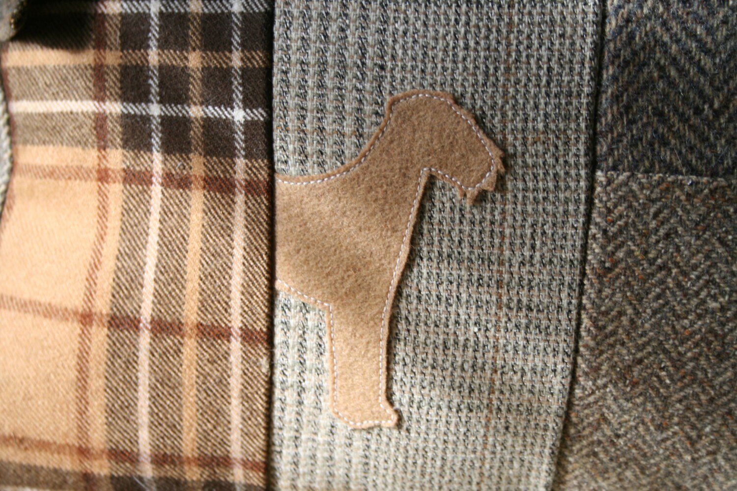 Airedale Terrier Wool Tweed Pillow Cover - Recycled, Handmade, Sustainable