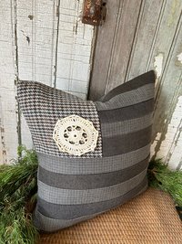 Wool Tweed American Flag Pillow, Eco Friendly, Recycled
