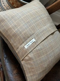 Rough Collie Dog Wool Tweed PILLOW - Recycled, Vintage Fabric, Eco-Friendly Decor, Gray, Camel