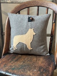 rough collie wool tweed pillow