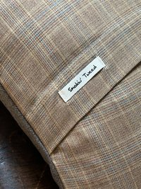 Rough Collie Dog Wool Tweed PILLOW - Recycled, Vintage Fabric, Eco-Friendly Decor, Gray, Camel