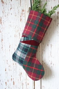 Unique Wool Tweed CHRISTMAS STOCKING w/ Mother Of Pearl BUCKLE - No. 3