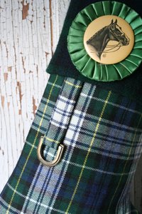 Tartan Plaid Equestrian CHRISTMAS STOCKING, with Prize Ribbon Rosette, Horse