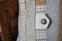 Camel Wool Tweed Patchwork PILLOW COVER, Recycled, Handmade, Eco-Friendly