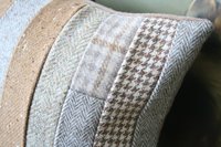 Camel Wool Tweed Patchwork PILLOW COVER, Recycled, Handmade, Eco-Friendly