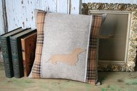 Dashchund Dog Wool Plaid PILLOW COVER, Sustainable, Recycled Handmade