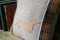 Dashchund Dog Wool Plaid PILLOW COVER, Sustainable, Recycled Handmade