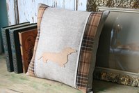 Dashchund Dog Wool Plaid PILLOW COVER, Sustainable, Recycled Handmade