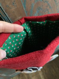 Tartan Plaid CHRISTMAS STOCKING, with Herringbone, Vintage Key, Handmade, Recycled