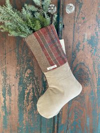 Wool Tweed CHRISTMAS STOCKING, Suede Toe, Handmade, Recycled