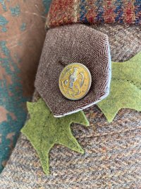 Wool Tweed CHRISTMAS STOCKING, Suede Toe, Handmade, Recycled