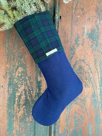 Wool Tartan Plaid CHRISTMAS STOCKING, Handmade, Recycled