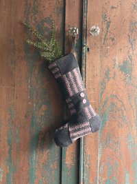 MINI CHRISTMAS Stocking, Wool Tweed Patchwork, Handmade, Recycled