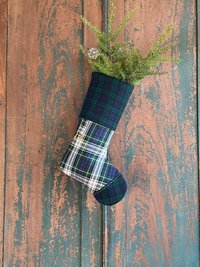 Wool Tartan Plaid CHRISTMAS STOCKING, Handmade, Recycled