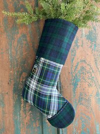 Wool Tartan Plaid CHRISTMAS STOCKING, Handmade, Recycled