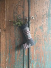 MINI CHRISTMAS Stocking, Wool Tweed Patchwork, Handmade, Recycled