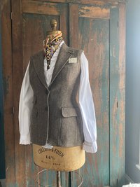 Herringbone Wool Tweed VEST, Waistcoat, Guillet, Sz SMALL Recycled, Sustainable Fashion