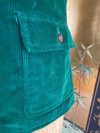 Emerald Green Corduroy Fitted VEST, Waistcoat, Guillet, Sz S/M Recycled, Eco-Friendly Fashion