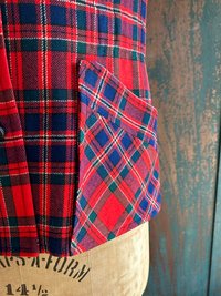 Red Tartan Wool VEST, Waistcoat, Guillet, Sz Medium Recycled, Eco-Friendly Fashion, Vintage Piece