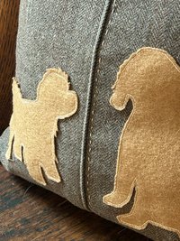 Shih Tzu Dog, Doodle Wool Tweed PILLOW, Recycled, Vintage Fabric Eco-Friendly Décor, Small Breed Lover