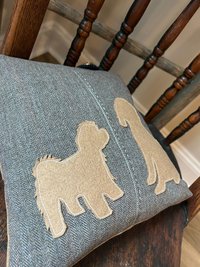 Shih Tzu Dog, Doodle Wool Tweed PILLOW, Recycled, Vintage Fabric Eco-Friendly Décor, Small Breed Lover