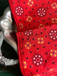 Handmade Fabric Luncheon Napkins - Western Style, Bold Red, Calico Print - Set of 4