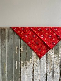Handmade Fabric Luncheon Napkins - Western Style, Bold Red, Calico Print - Set of 4