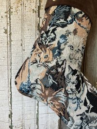 KITTY Cat Christmas Stocking, Tapestry, Velvet Cuff, Fundraiser