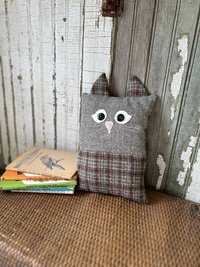 Tooth Fairy Pillow, Kitty Cat, Recycled Wool Tweed