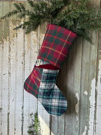 Pink Tweed CHRISTMAS STOCKING, Mother Of Pearl Buckle - No 5, Eco-Friendly, Recycled