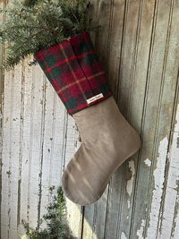 Pink Tweed CHRISTMAS STOCKING, Mother Of Pearl Buckle - No 5, Eco-Friendly, Recycled