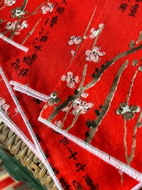 Red Asian Print Fabric Napkins, Set of 6