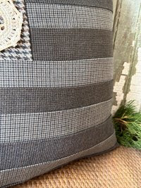 Wool Tweed American Flag Pillow, Eco Friendly, Recycled