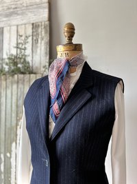 Wool Pinstriped Belted Vest, Navy Blue, Sz S/M, Eco Friendly Clothing