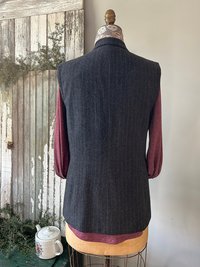 Charcoal Gray Pinstripe Wool Tunic Vest, Sz L, Eco Friendly, Recycled