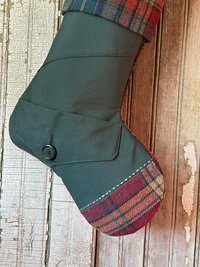 Tartan Pocket Christmas Stocking, Recycled Materials