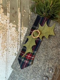 Gray Tweed, Tartan Christmas Stocking, Recycled, Eco Friendly