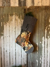 Hunting Dogs Christmas Stocking, Recycled Tweed