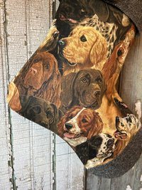 Hunting Dogs Christmas Stocking, Recycled Tweed