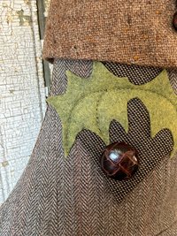 Wool Tweed Christmas Stocking with Holly Leaves