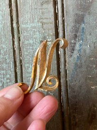 Vintage Monogram N Brooch, Pin, Signed Mamselle, Add to Christmas Stocking