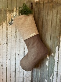 Lumberjack Plaid Christmas Stocking with Holly Leaves