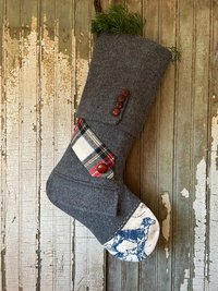 Dog Lovers Christmas Stocking, Tartan, Pocket