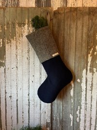 Gray Tweed, Tartan Christmas Stocking, Recycled, Eco Friendly