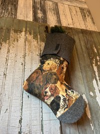 Hunting Dogs Christmas Stocking, Recycled Tweed