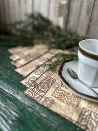 Asian Screens Fabric Napkins - Set of 6, Earth Tones
