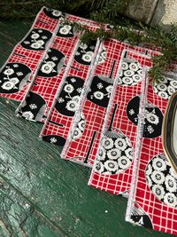Asian Fans Napkins, Red and Black - Set of 6