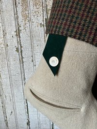 Wool and Suede Christmas Stocking, Recycled Materials, Eco Friendly