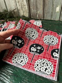 Asian Fans Napkins, Red and Black - Set of 6