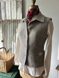 Ladies Upcycled Ralph Lauren Wool Herringbone Vest, Waistcoat - Sz 4, SMALL